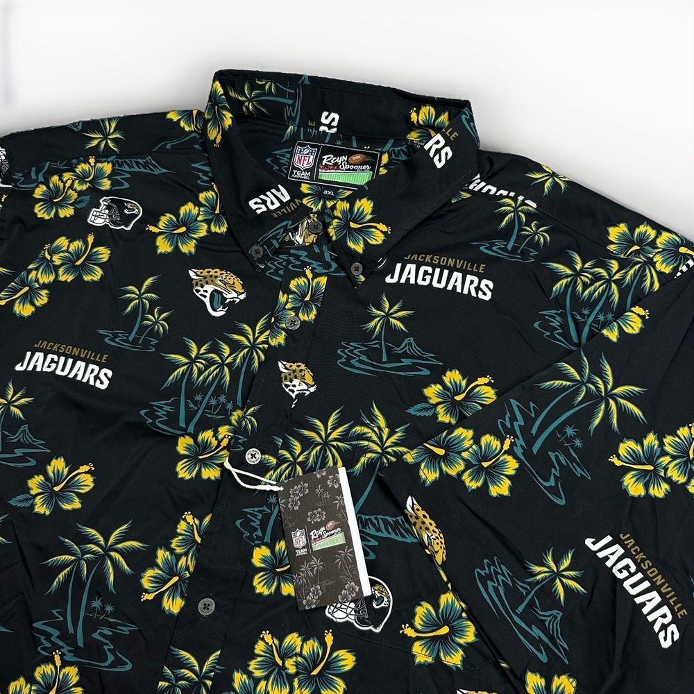 Reyn Spooner NFL Jacksonville Jaguars Hawaiian Shirt Mens 3XL Black Tropical NWT